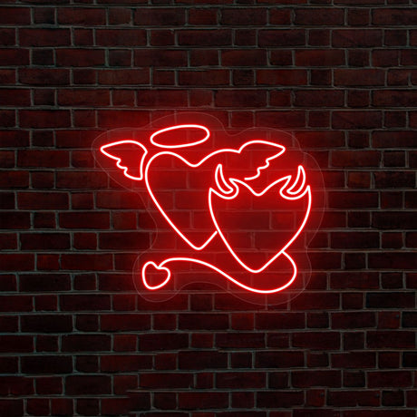 Angel And Devil Hearts Neon Sign | NEON SIGNO® Custom Neon Signs