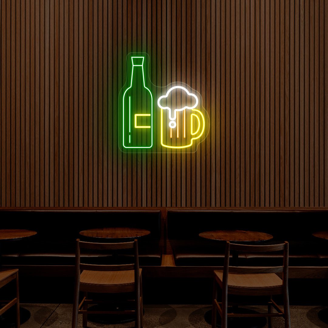 Beer Bottle And Jug Neon Sign - Multicolor | NEON SIGNO® Custom Neon Signs