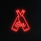 Beer Bottles With Bar Neon Sign | NEON SIGNO® Custom Neon Signs