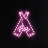 Beer Bottles With Bar Neon Sign | NEON SIGNO® Custom Neon Signs