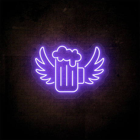 Beer Mug With Angel Wings Neon Sign | NEON SIGNO® Custom Neon Signs