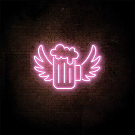 Beer Mug With Angel Wings Neon Sign | NEON SIGNO® Custom Neon Signs
