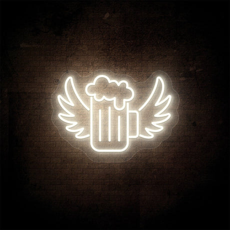 Beer Mug With Angel Wings Neon Sign | NEON SIGNO® Custom Neon Signs