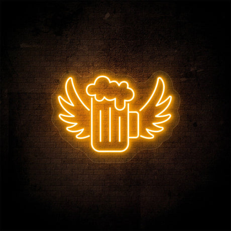 Beer Mug With Angel Wings Neon Sign | NEON SIGNO® Custom Neon Signs