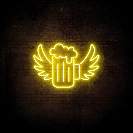 Beer Mug With Angel Wings Neon Sign | NEON SIGNO® Custom Neon Signs