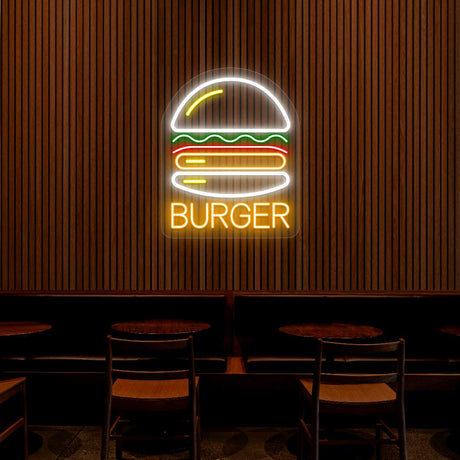 Burger Neon Sign - Multicolor | NEON SIGNO® Custom Neon Signs