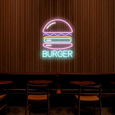 Burger Neon Sign - Multicolor | NEON SIGNO® Custom Neon Signs
