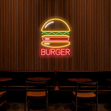 Burger Neon Sign - Multicolor | NEON SIGNO® Custom Neon Signs
