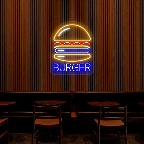 Burger Neon Sign - Multicolor | NEON SIGNO® Custom Neon Signs
