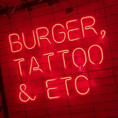 Burger Tattoo And Etc Neon Sign | NEON SIGNO® Custom Neon Signs