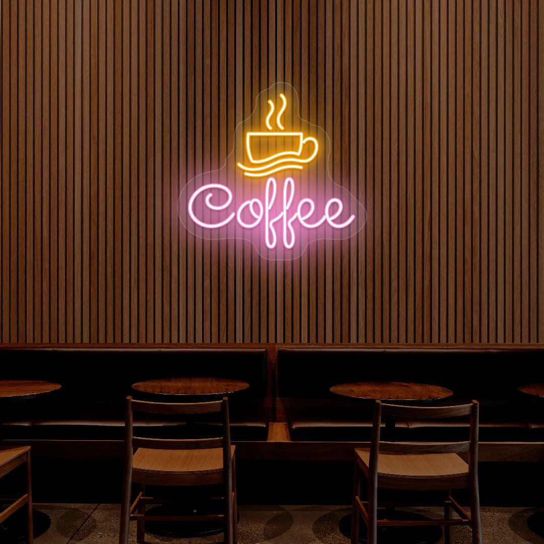 Coffee Cafe Neon Sign - Multicolor | NEON SIGNO® Custom Neon Signs
