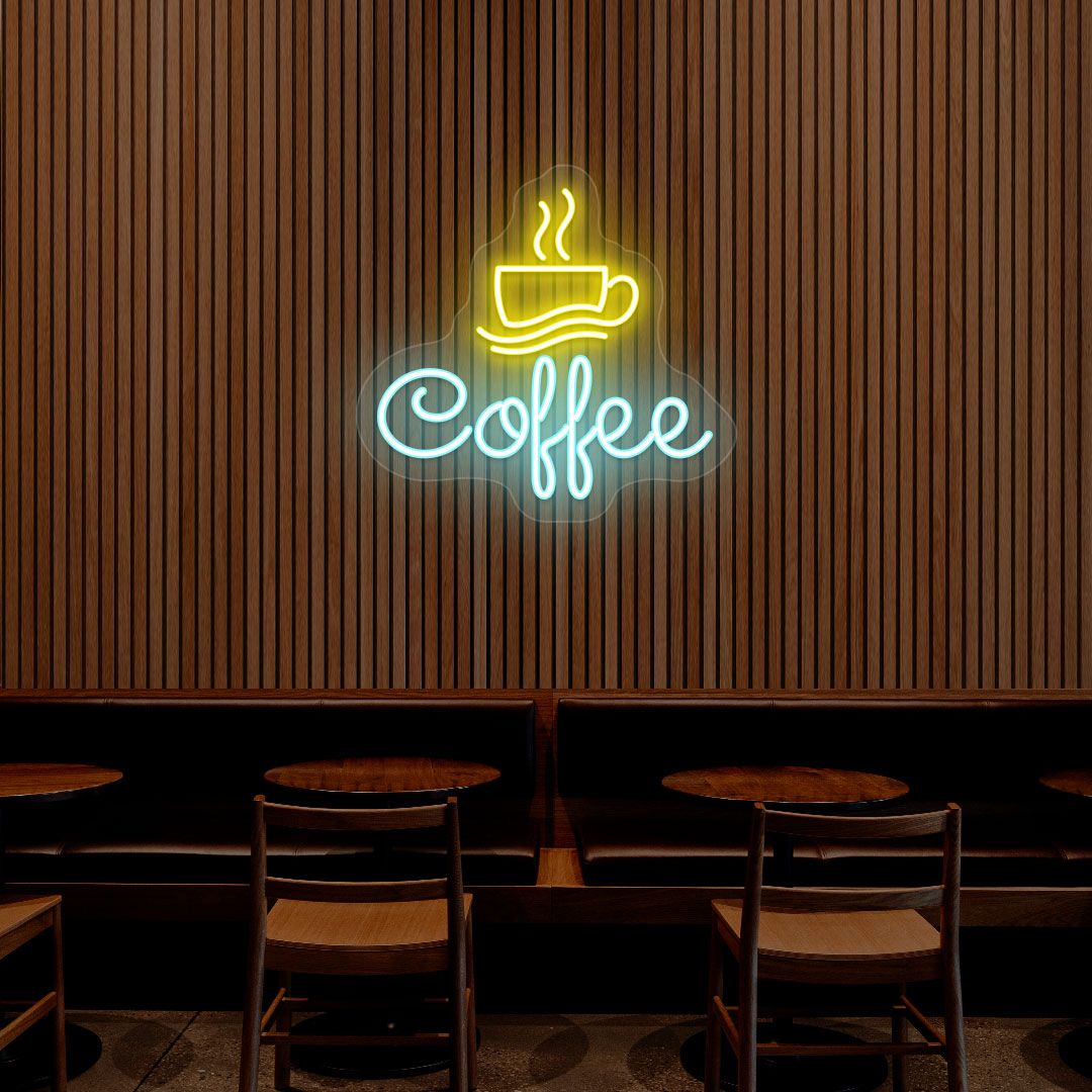 Coffee Cafe Neon Sign - Multicolor | NEON SIGNO® Custom Neon Signs