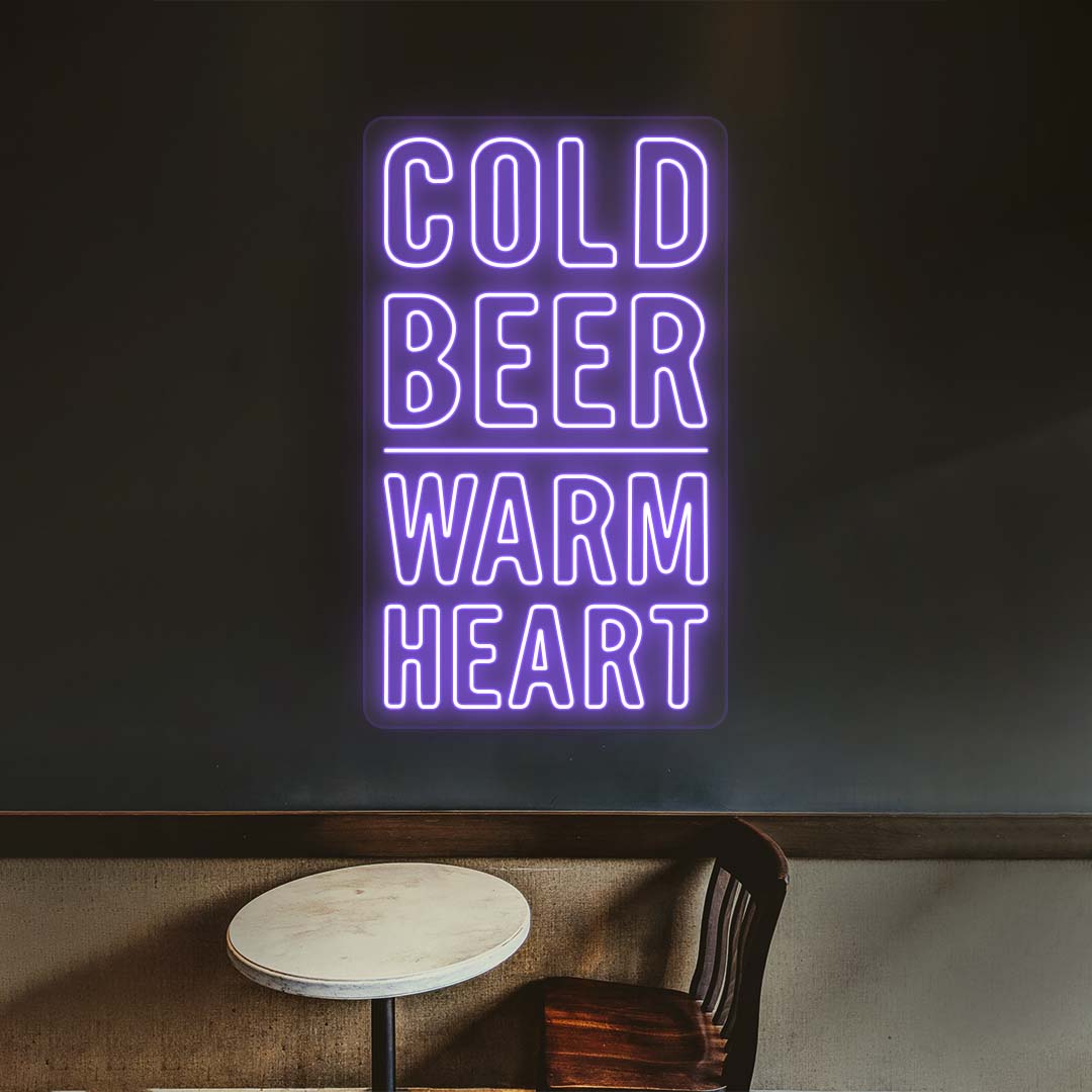 Cold Beer, Warm Heart Neon Sign | NEON SIGNO® Custom Neon Signs