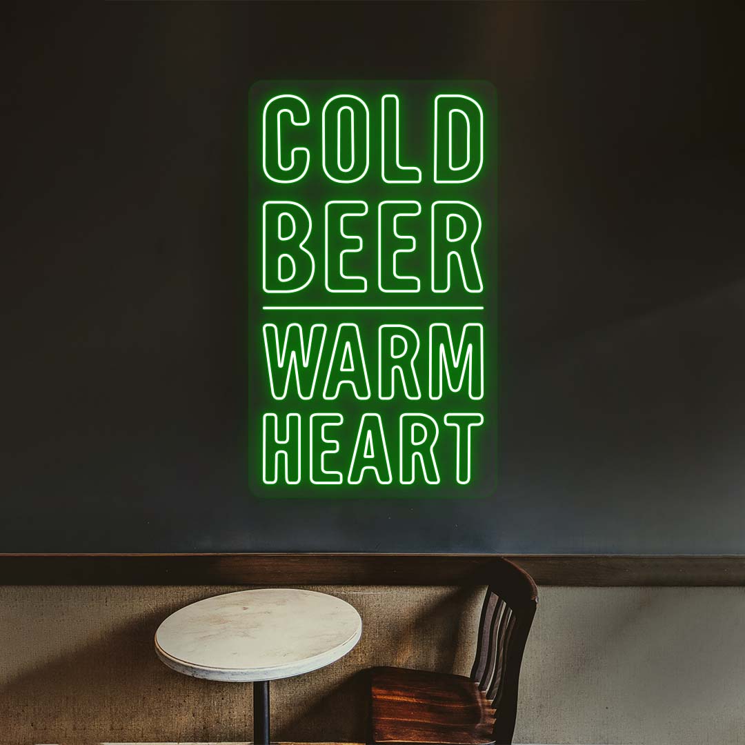 Cold Beer, Warm Heart Neon Sign | NEON SIGNO® Custom Neon Signs