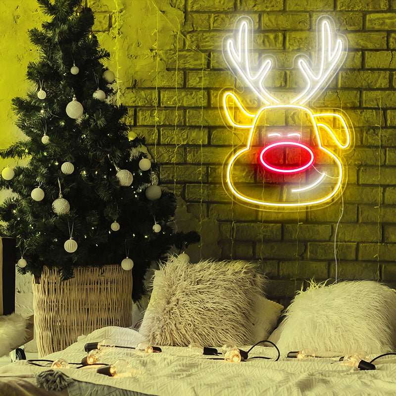 Cute Reindeer Neon Wall Art | NEON SIGNO® Custom Neon Signs