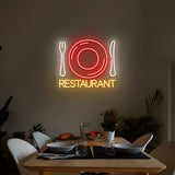 Cutlery & Dish Restaurant Neon Sign - Multicolor | NEON SIGNO® Custom Neon Signs