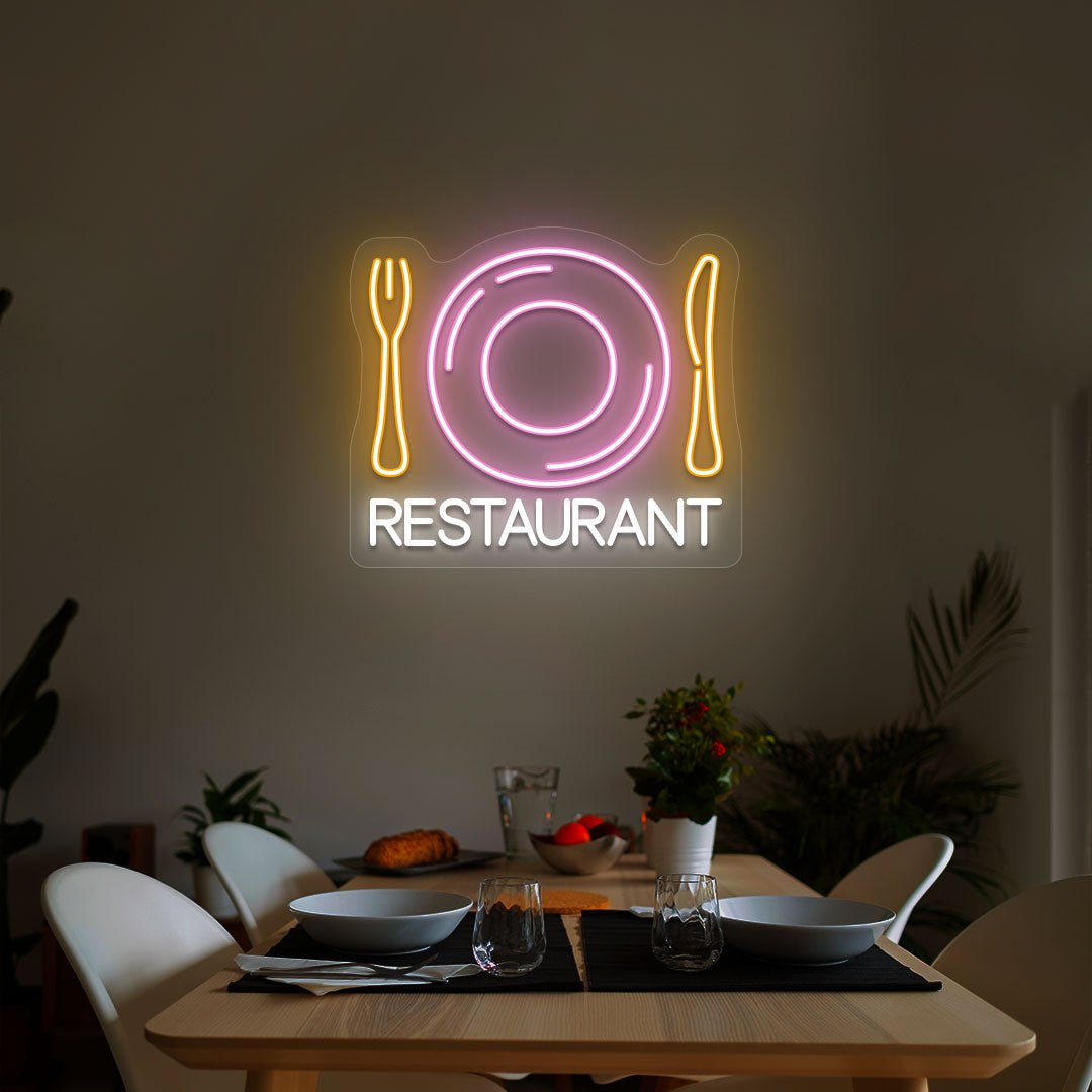 Cutlery & Dish Restaurant Neon Sign - Multicolor | NEON SIGNO® Custom Neon Signs