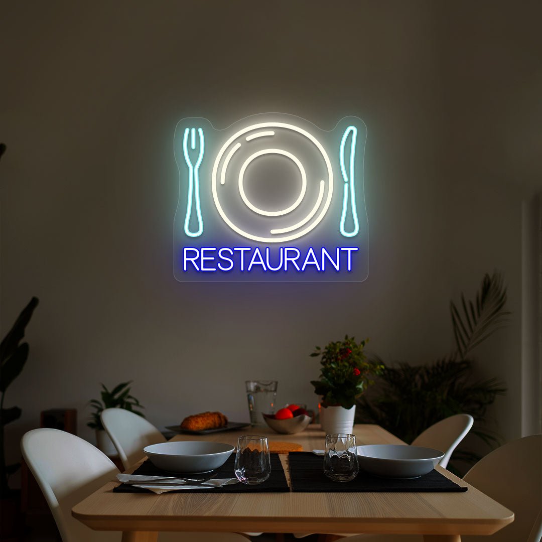 Cutlery & Dish Restaurant Neon Sign - Multicolor | NEON SIGNO® Custom Neon Signs