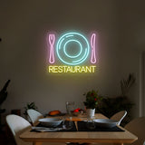 Cutlery & Dish Restaurant Neon Sign - Multicolor | NEON SIGNO® Custom Neon Signs