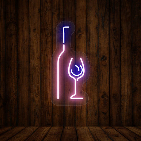 Elegant Wine Glass With Bottle Neon Sign | NEON SIGNO® Custom Neon Signs