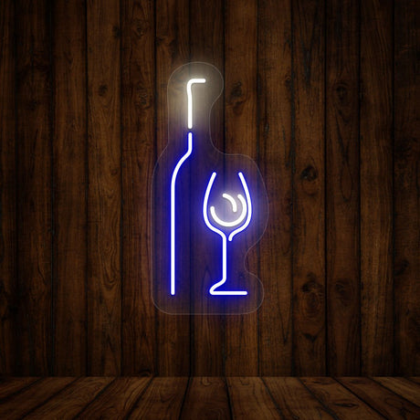 Elegant Wine Glass With Bottle Neon Sign | NEON SIGNO® Custom Neon Signs