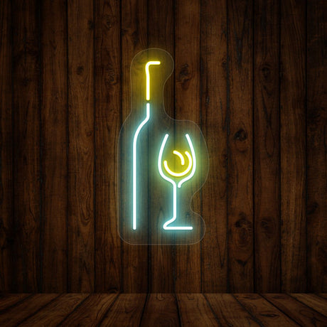 Elegant Wine Glass With Bottle Neon Sign | NEON SIGNO® Custom Neon Signs