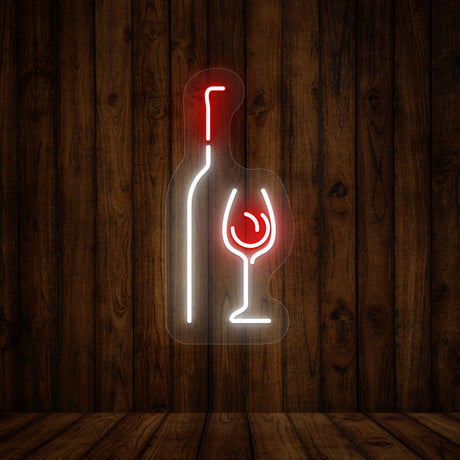 Elegant Wine Glass With Bottle Neon Sign | NEON SIGNO® Custom Neon Signs