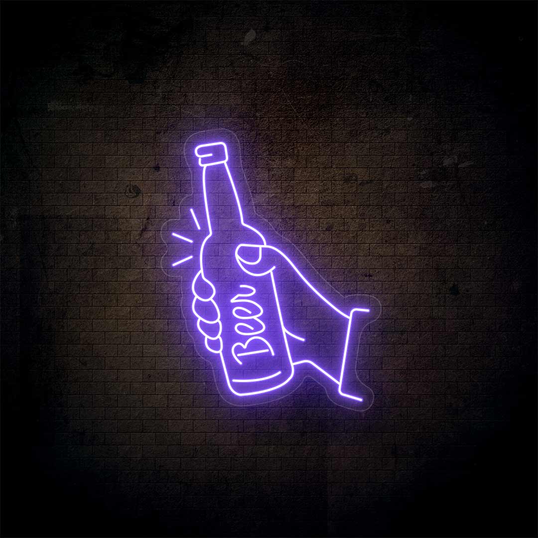 Hand Holding A Beer Neon Sign | NEON SIGNO® Custom Neon Signs