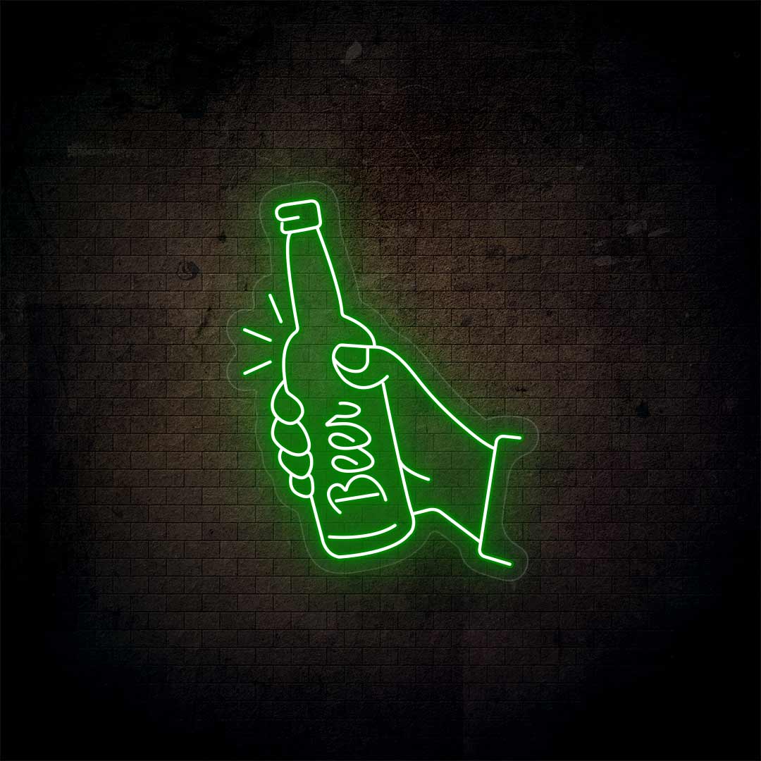 Hand Holding A Beer Neon Sign | NEON SIGNO® Custom Neon Signs