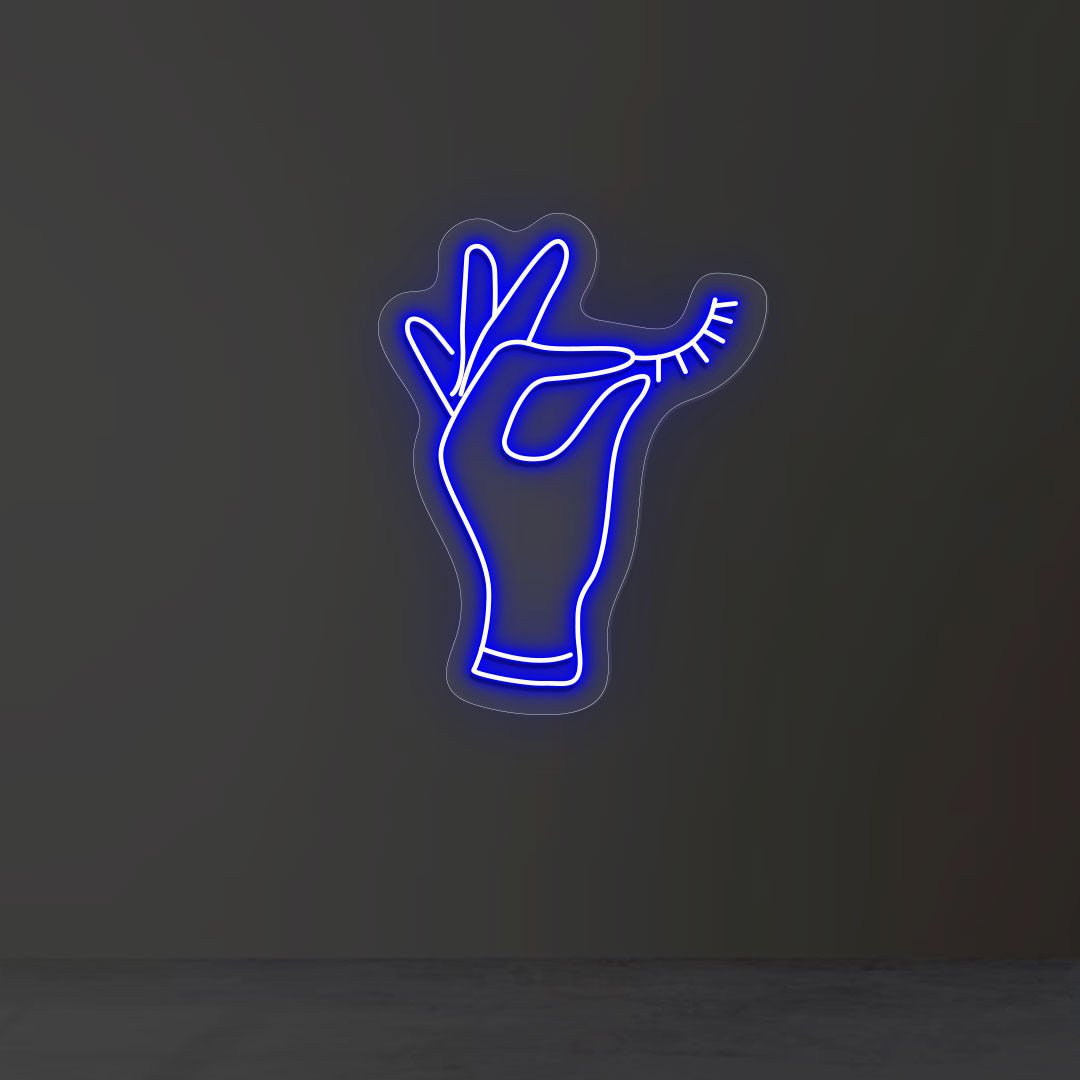 Hand Holding Eyelash Neon Sign | NEON SIGNO® Custom Neon Signs