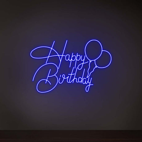 Happy Birthday With Balloons Neon Sign | NEON SIGNO® Custom Neon Signs