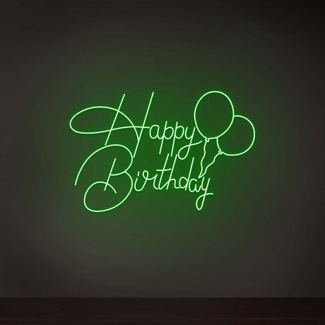 Happy Birthday With Balloons Neon Sign | NEON SIGNO® Custom Neon Signs