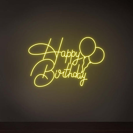 Happy Birthday With Balloons Neon Sign | NEON SIGNO® Custom Neon Signs