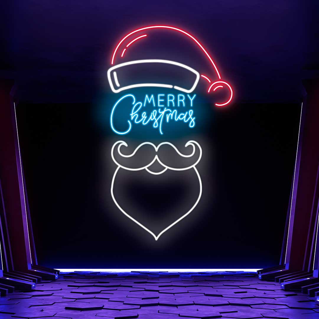 Merry Christmas Santa Neon Sign - Multicolor | NEON SIGNO® Custom Neon Signs