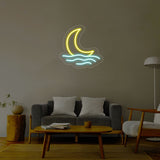 Moon With Waves Multicolor Neon Sign | NEON SIGNO® Custom Neon Signs