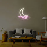 Moon With Waves Multicolor Neon Sign | NEON SIGNO® Custom Neon Signs