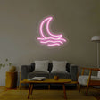 Moon With Waves Neon Sign | NEON SIGNO® Custom Neon Signs