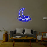 Moon With Waves Neon Sign | NEON SIGNO® Custom Neon Signs