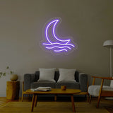 Moon With Waves Neon Sign | NEON SIGNO® Custom Neon Signs