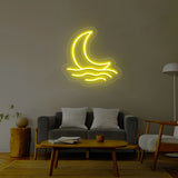 Moon With Waves Neon Sign | NEON SIGNO® Custom Neon Signs