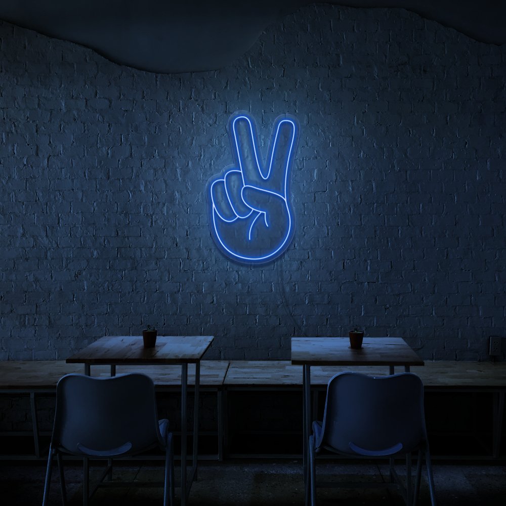 Peace Fingers Neon Sign | NEON SIGNO® Custom Neon Signs