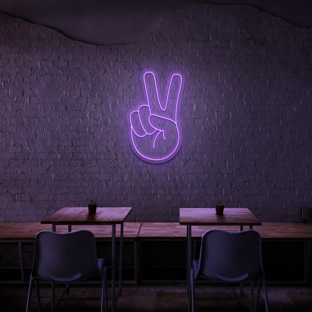 Peace Fingers Neon Sign | NEON SIGNO® Custom Neon Signs