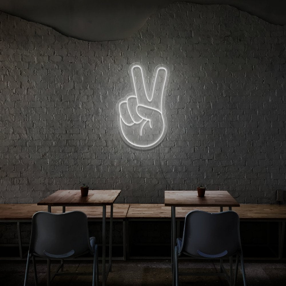 Peace Fingers Neon Sign | NEON SIGNO® Custom Neon Signs