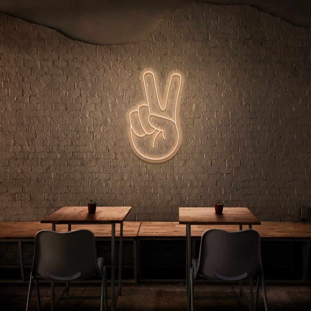 Peace Fingers Neon Sign | NEON SIGNO® Custom Neon Signs