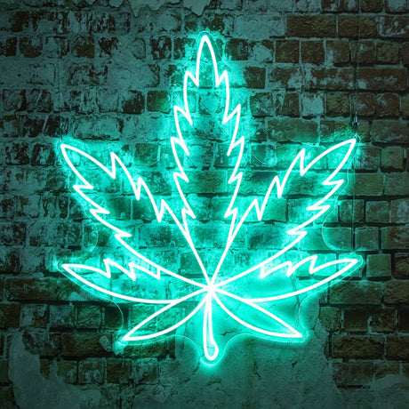 Pot Leaf Cannabis Leaf Marijuana Leaf Neon Sign | NEON SIGNO® Custom Neon Signs