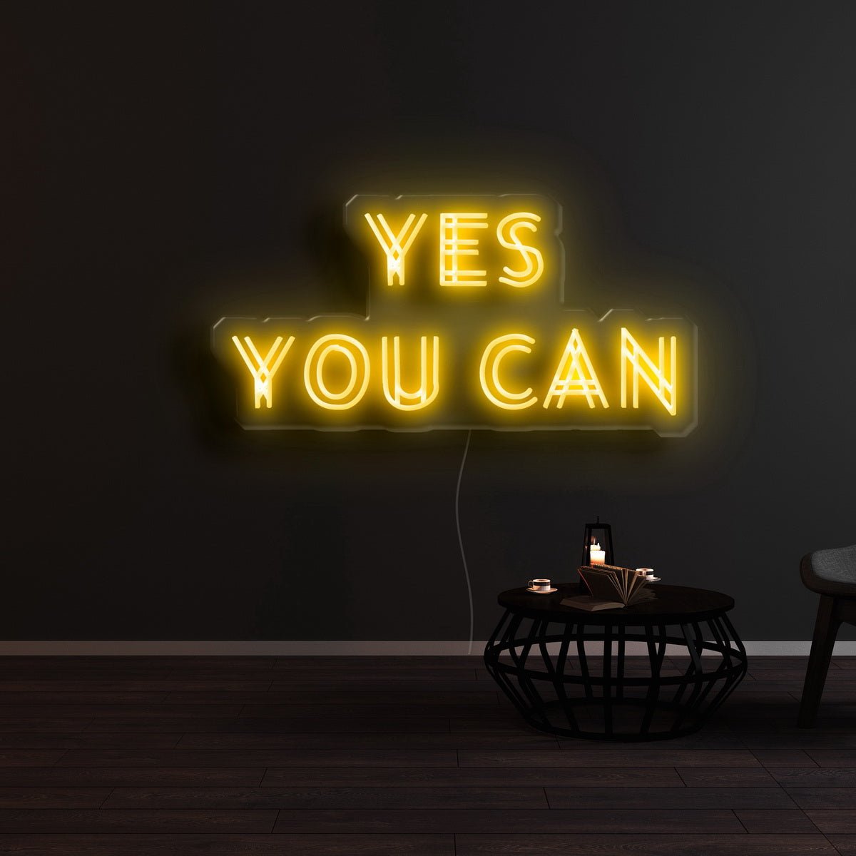 Large Motivation Green “Yes You Can” LED Light Box Room Motivation store Decoration